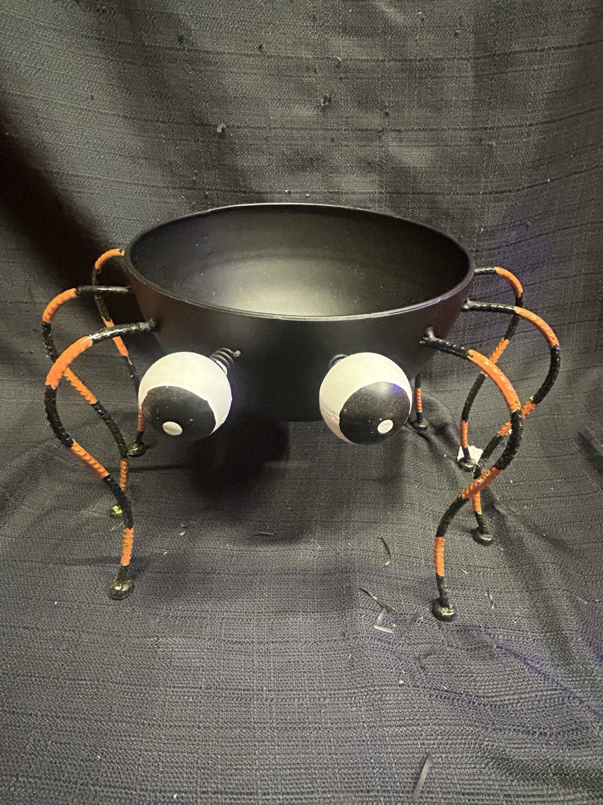 Vintage KIRKLANDS Halloween Metal Spider 8 Inch Candy Bowl Dish