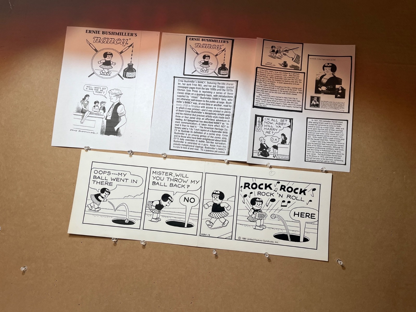 Original Ernie Bushmiller Nancy Weekly: 5-4-1981 A Vintage \ Original Ernie Bushmiller Nancy Weekly: 5-4-1981 A Vintage \