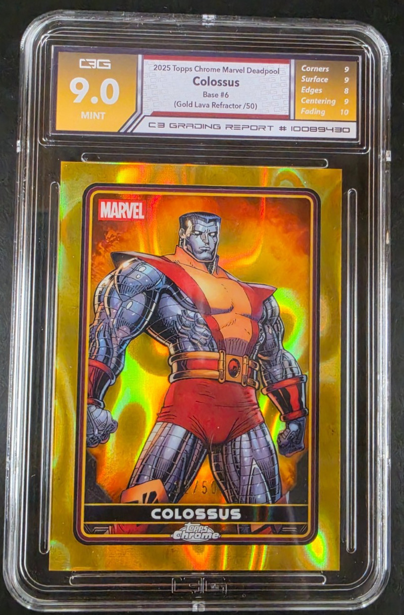 2025 Topps Chrome Marvel Deadpool Colossus Gold Lava /50 C3 9 Mint #6