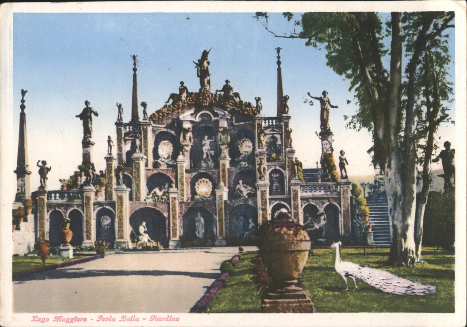 Isola Bella, Italy Gardens Lake Maggiore with Peacock Original Vintage Postcard Isola Bella, Italy Gardens Lake Maggiore with Peacock Original Vintage Postcard
