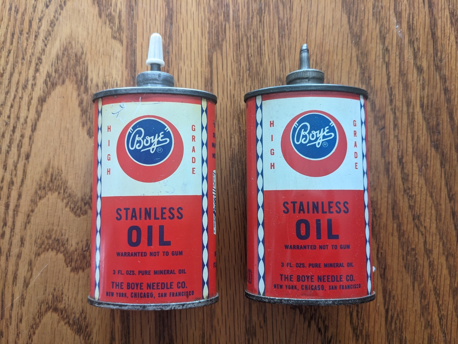 2 Boye Stainless oil 3 oz cans
