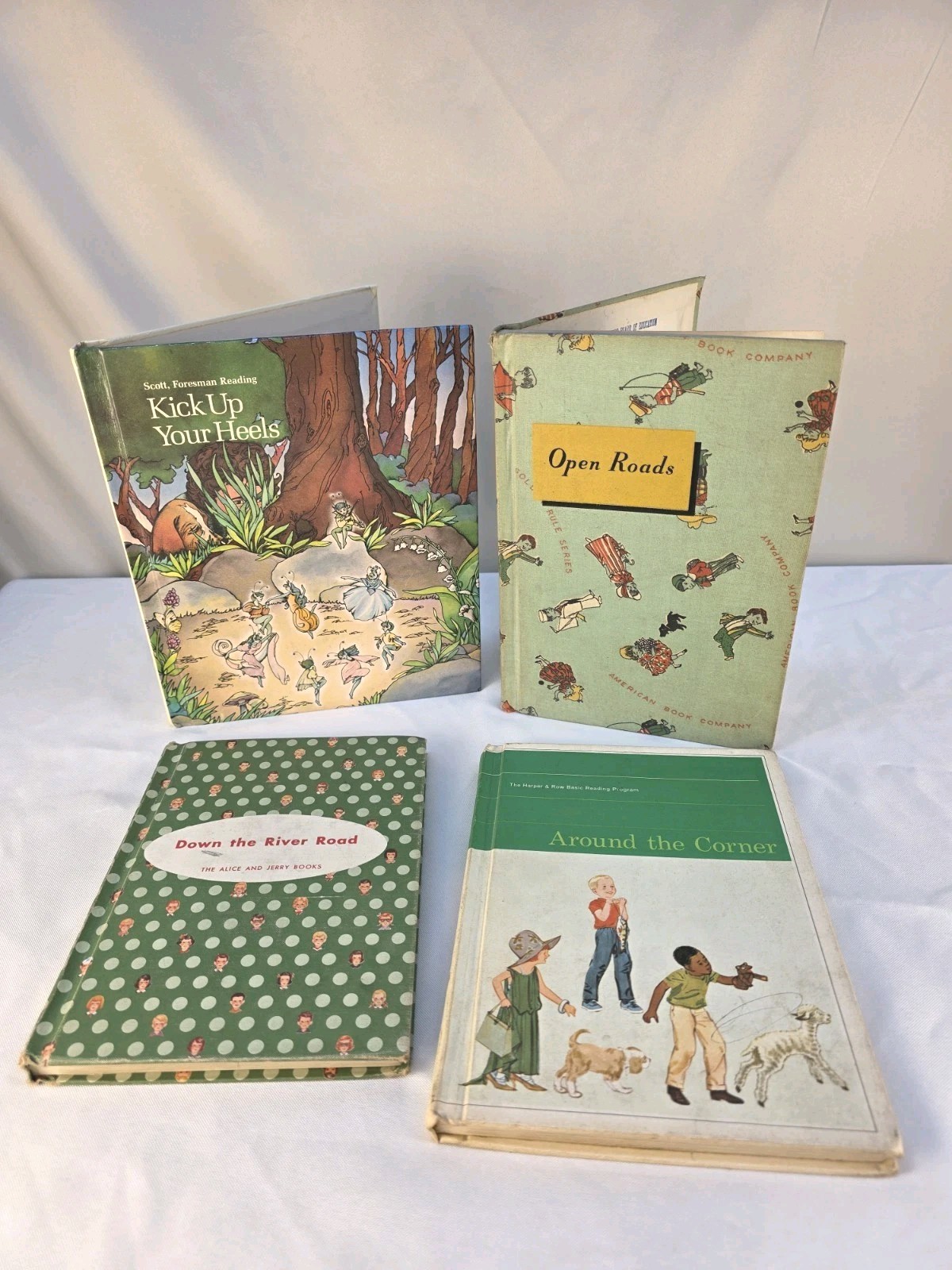 Vintage School Reading Books Lot Of 4- 1960's-80s Down The River Road, Open Road