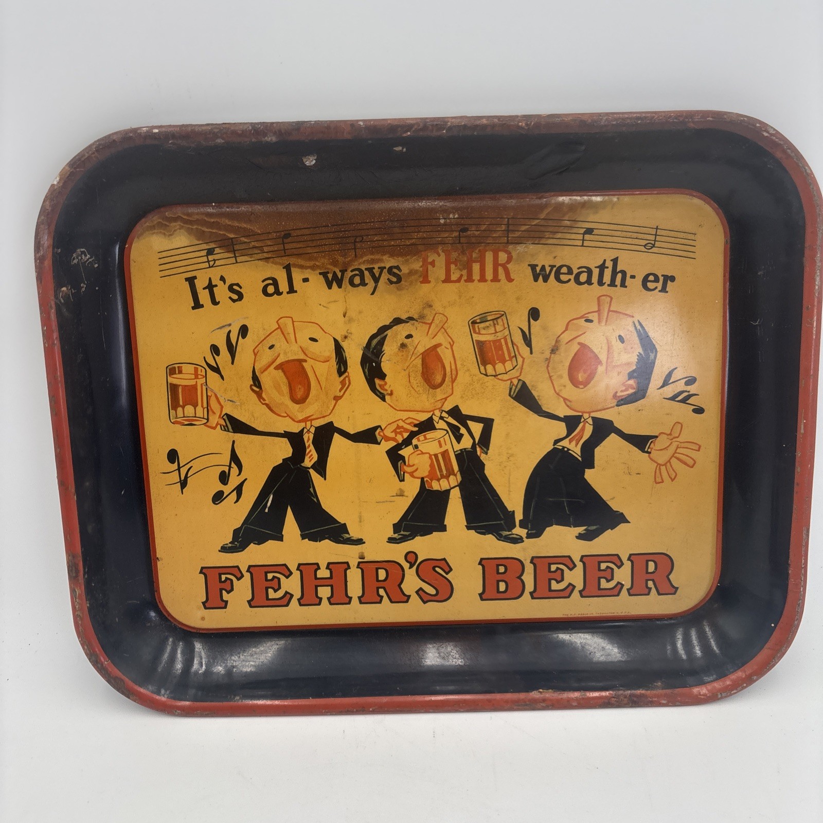 RARE 1930’s “It’s al-ways FEHR weather” Fehr’s Beer Tray H.D Beach Co USA