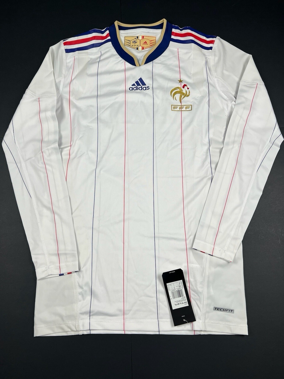 BNWT Original Adidas Tech Fit France 2009/2010 Long Sleeves Away Shirt Large Men