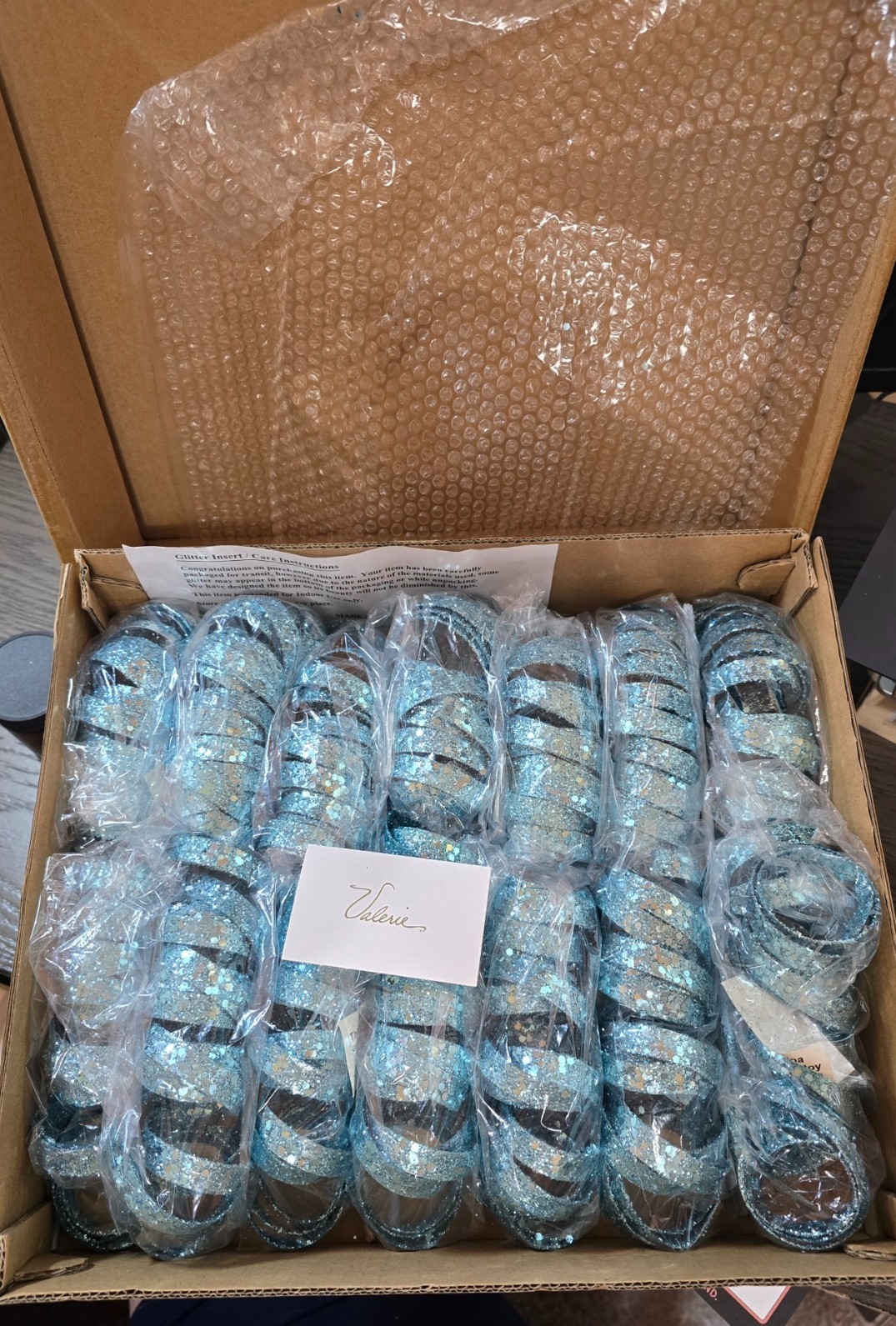 14-Piece Spiral Curly Ribbon Picks by Valerie Parr Hill Icy Blue Decorations