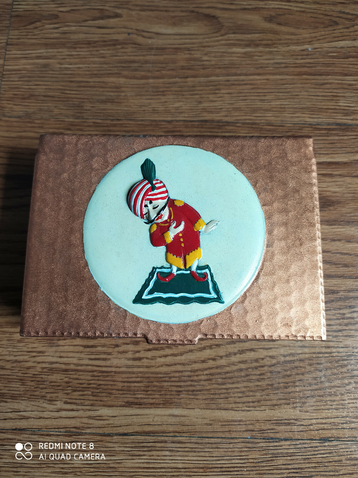 Rare old Air India Mascot Maharajah beautiful embossed figure metal box of 80\'s.