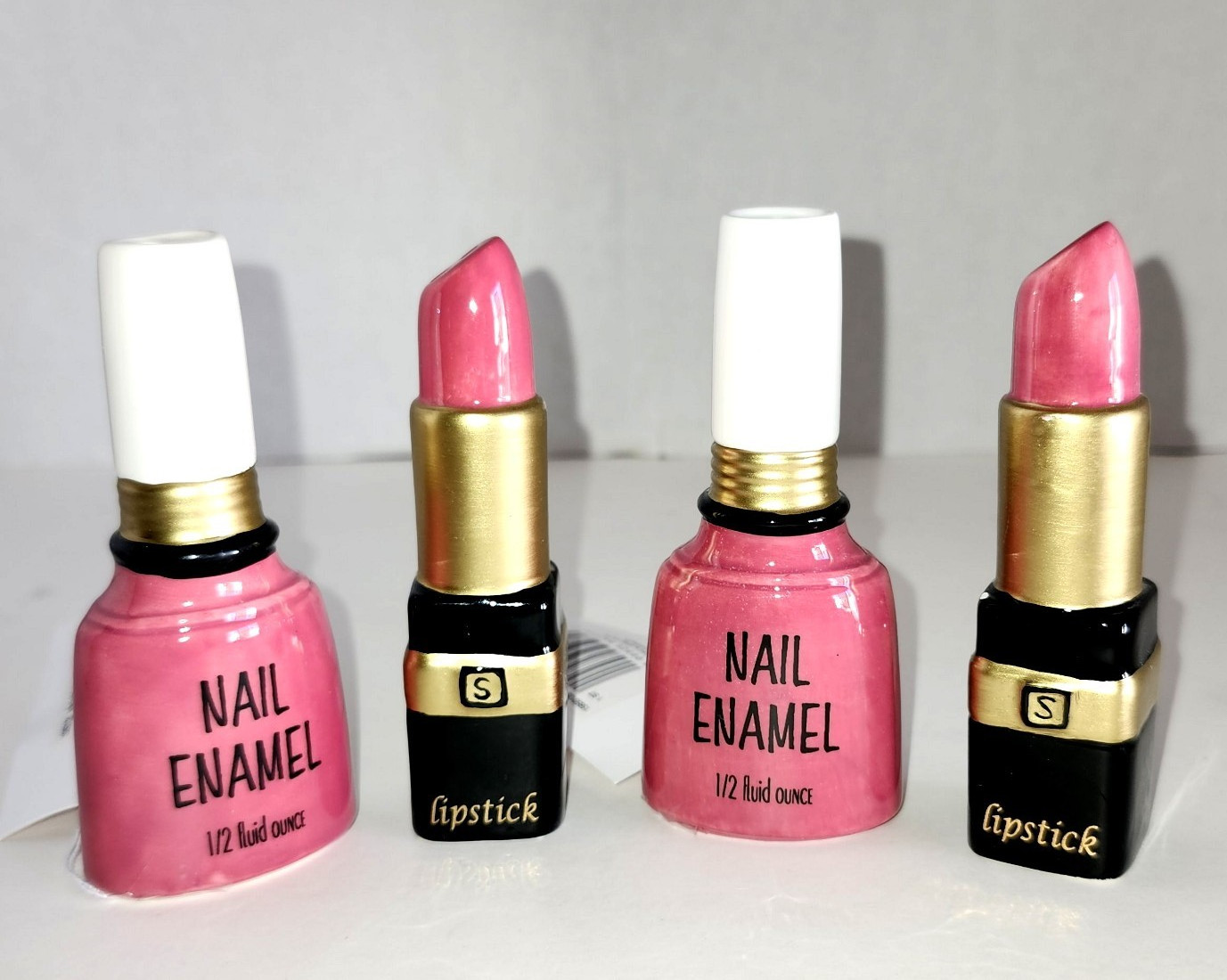 NWT 2 SETS Silvestri Nail Polish & Lipstick Salt & Pepper Shakers