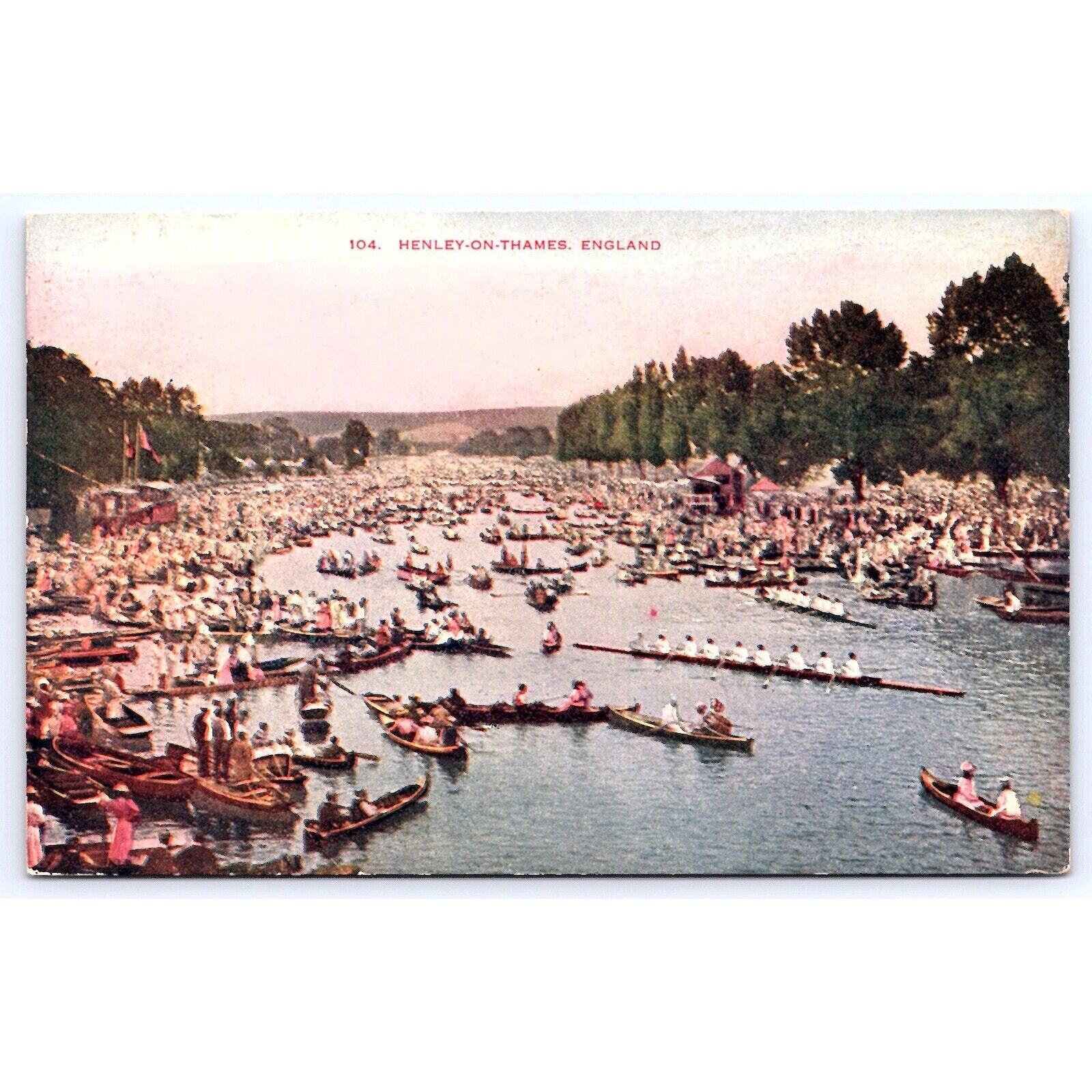 Postcard UK England Oxfordshire Henley-on-Thames Regatta 1910s VTG boats -00311