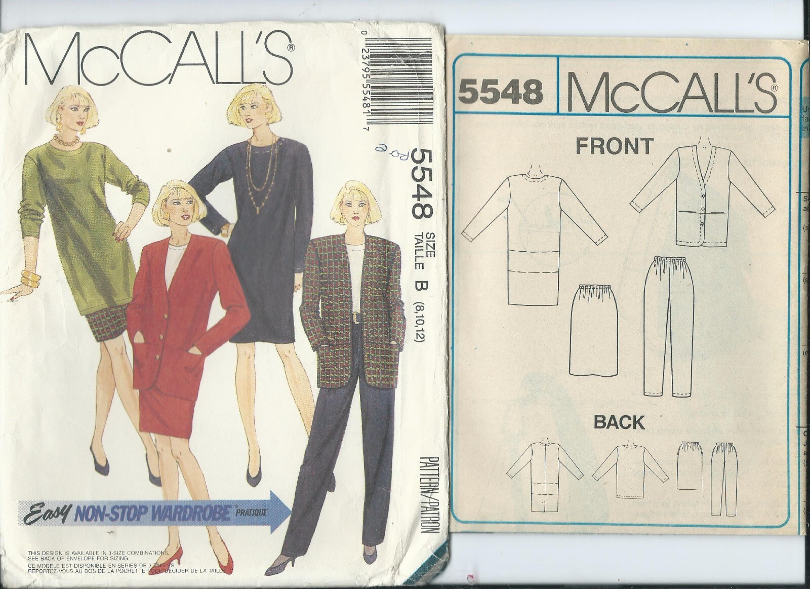 M 5548 sewing pattern JACKET DRESS TUNIC TOP SKIRT PANTS sew UNCUT sizes 8,10,12