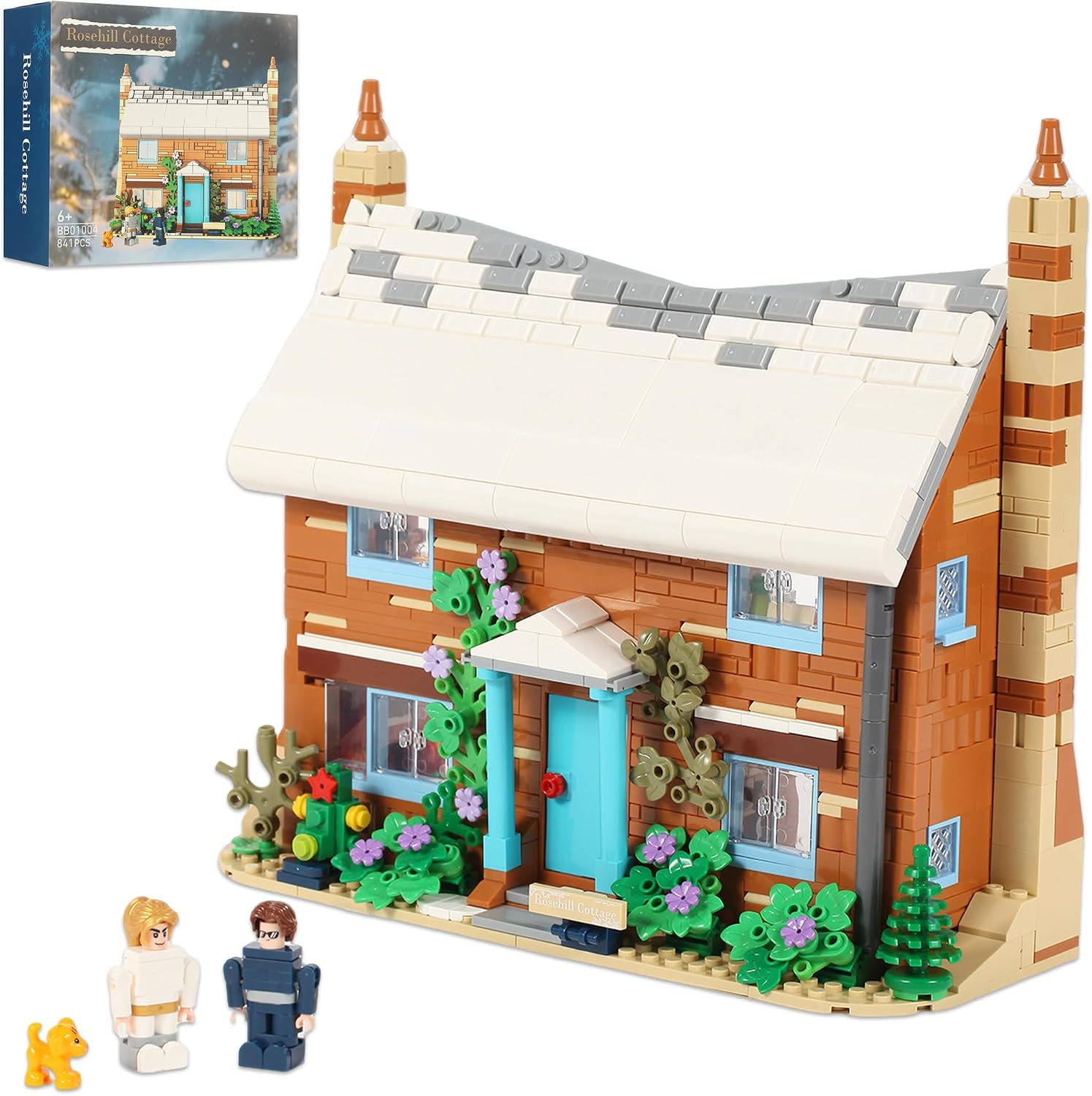 The Holiday Christmas Building Set, Rosehill Cottage Village Compatible
