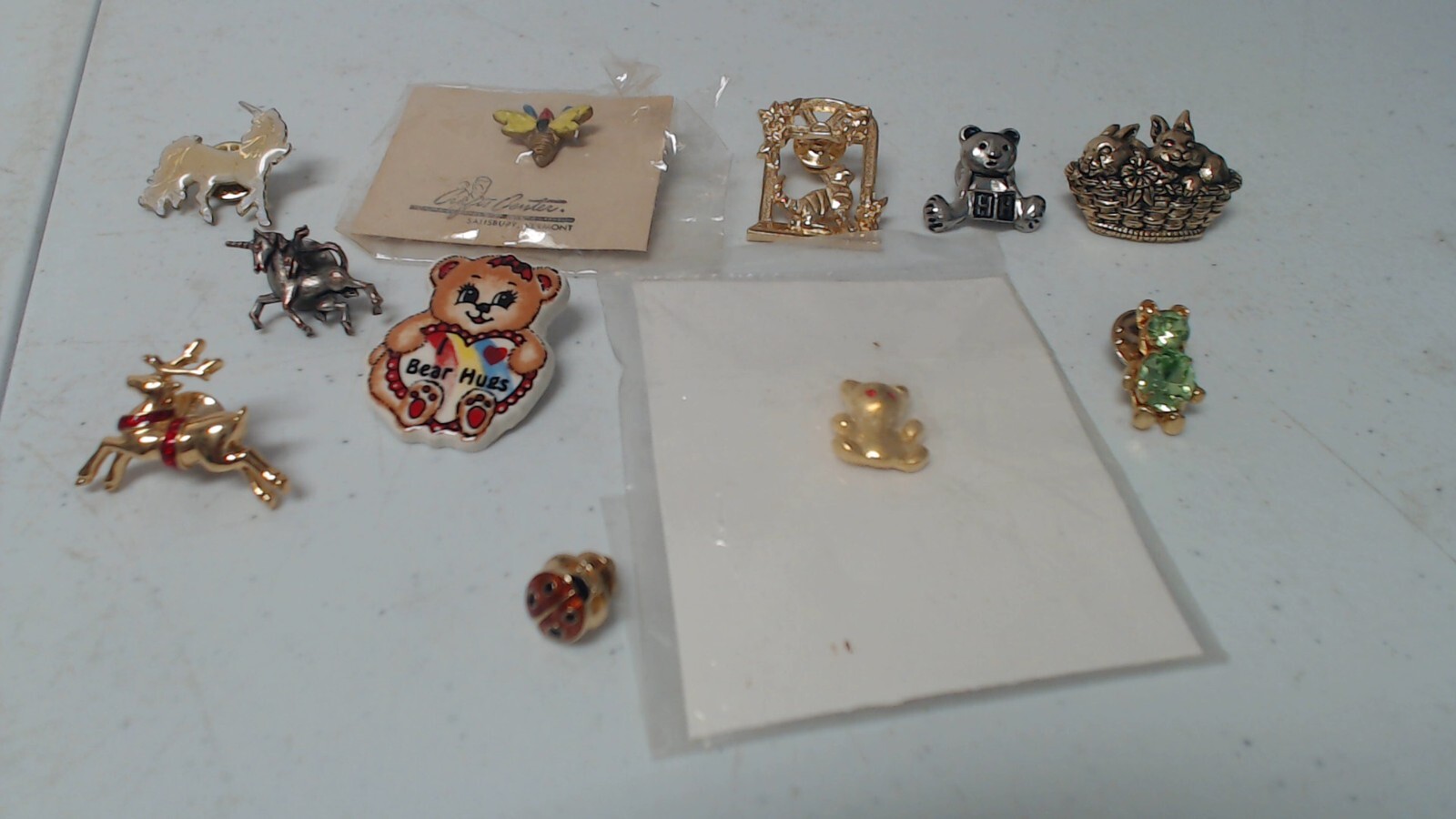 11 Vintage Lapel Tack Pins  ANIMALS INSECTS MYSTICAL CREATURES.