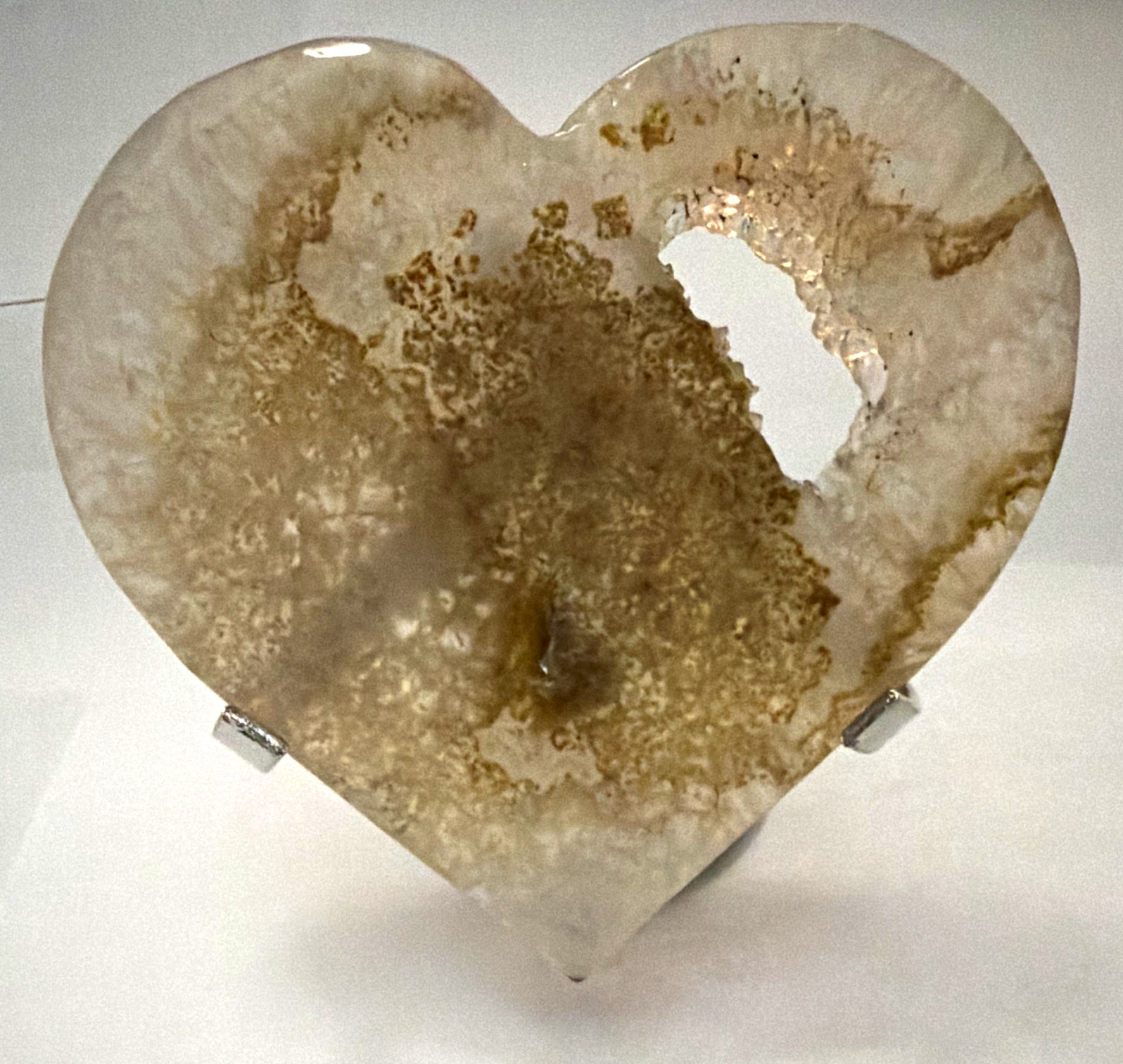 Rose quartz Heart-Shaped Polished Crystal/Mineral Piece w/Druzy Opening,5\