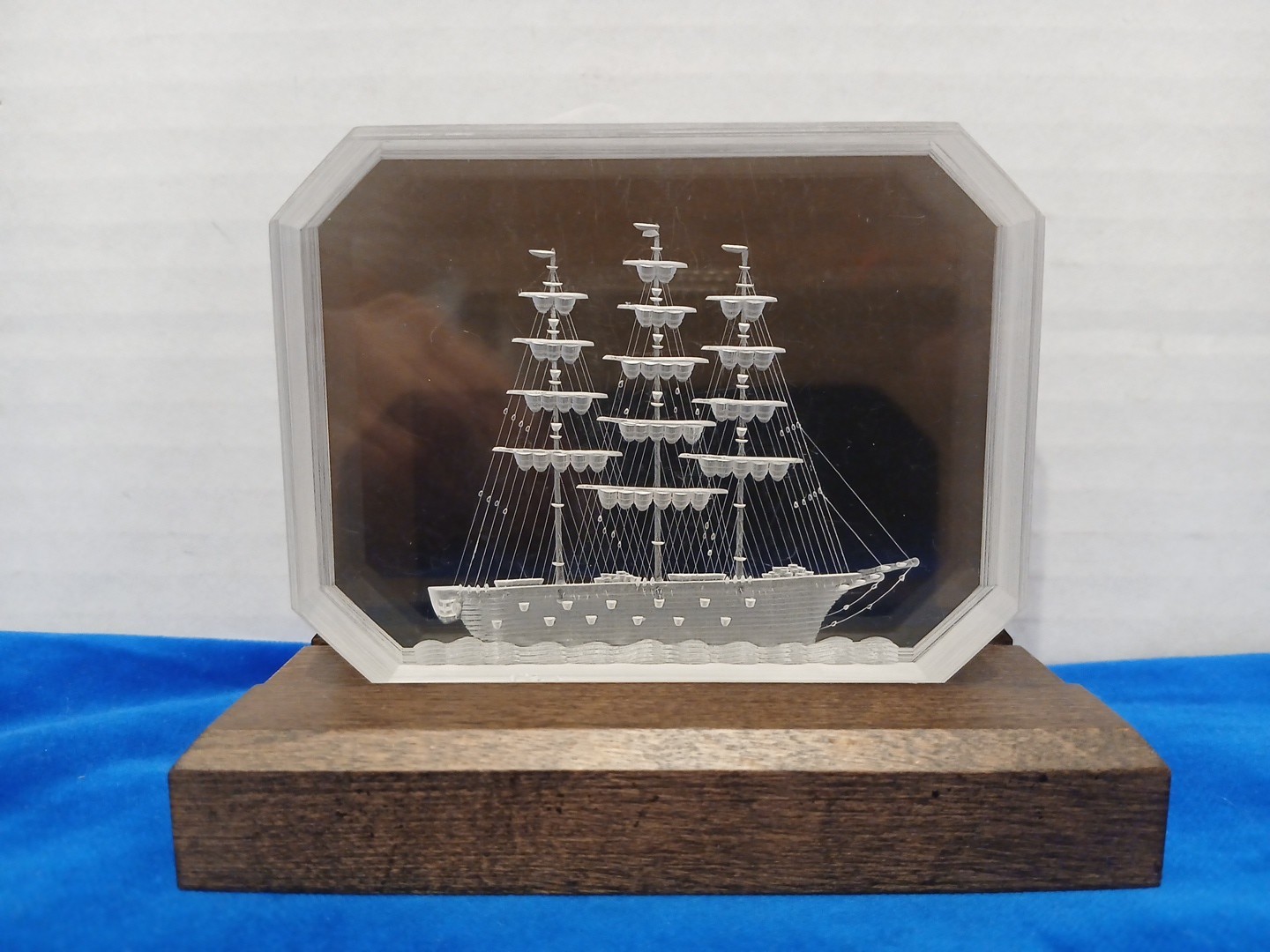 Fox Studio Original 1978 Carved Lucite Ship Signed Dated 7.5