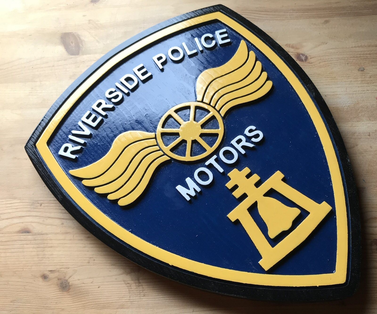 Police Department Riverside Motors 3D routed plaque patch wood sign Custom