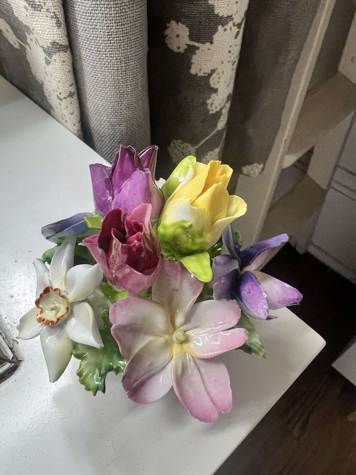 Antique English Crown Staffordshire Fine Bone China Flower Bouquet Porcelain