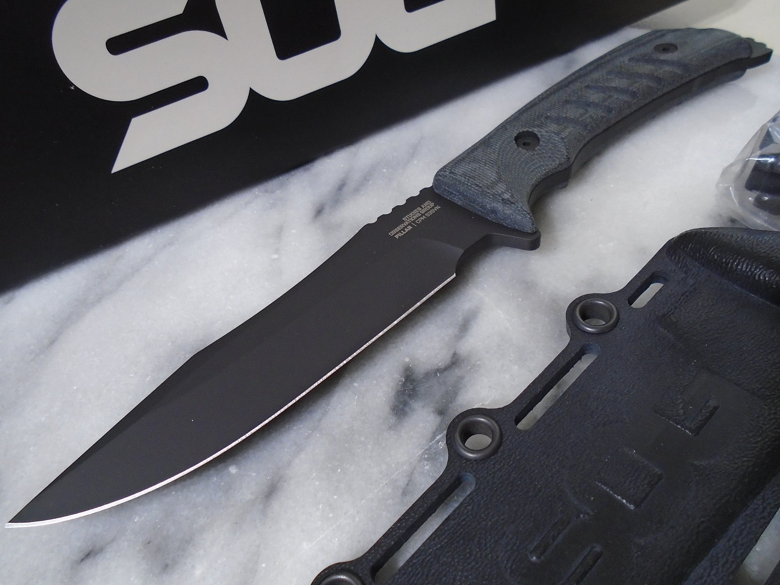 SOG Pillar Blackout Combat Fighter Fixed Blade Hunter Knife Full Tang S35VN USA