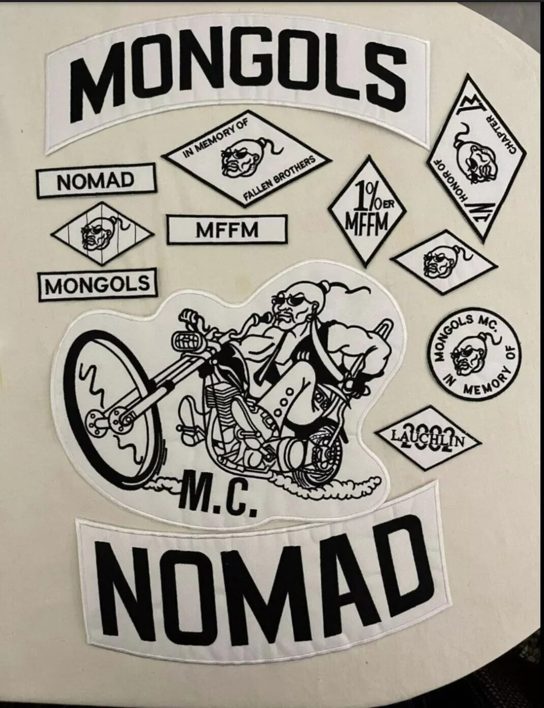 13pcs/ Set Mongols Nomad Biker Vest Embroidered 1% IN Memory 13pcs/ Set Mongols Nomad Biker Vest Embroidered 1% IN Memory