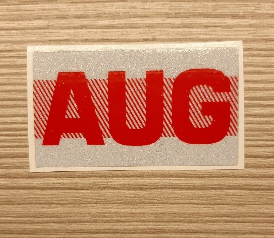 August, California DMV license plate month sticker tags. RED. YOM August, California DMV license plate month sticker tags. RED. YOM