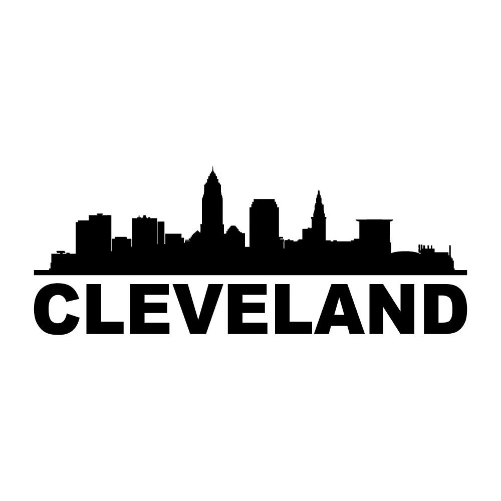 Cleveland Ohio City Skyline Cityscape Decal Sticker Black Die Cut Vinyl