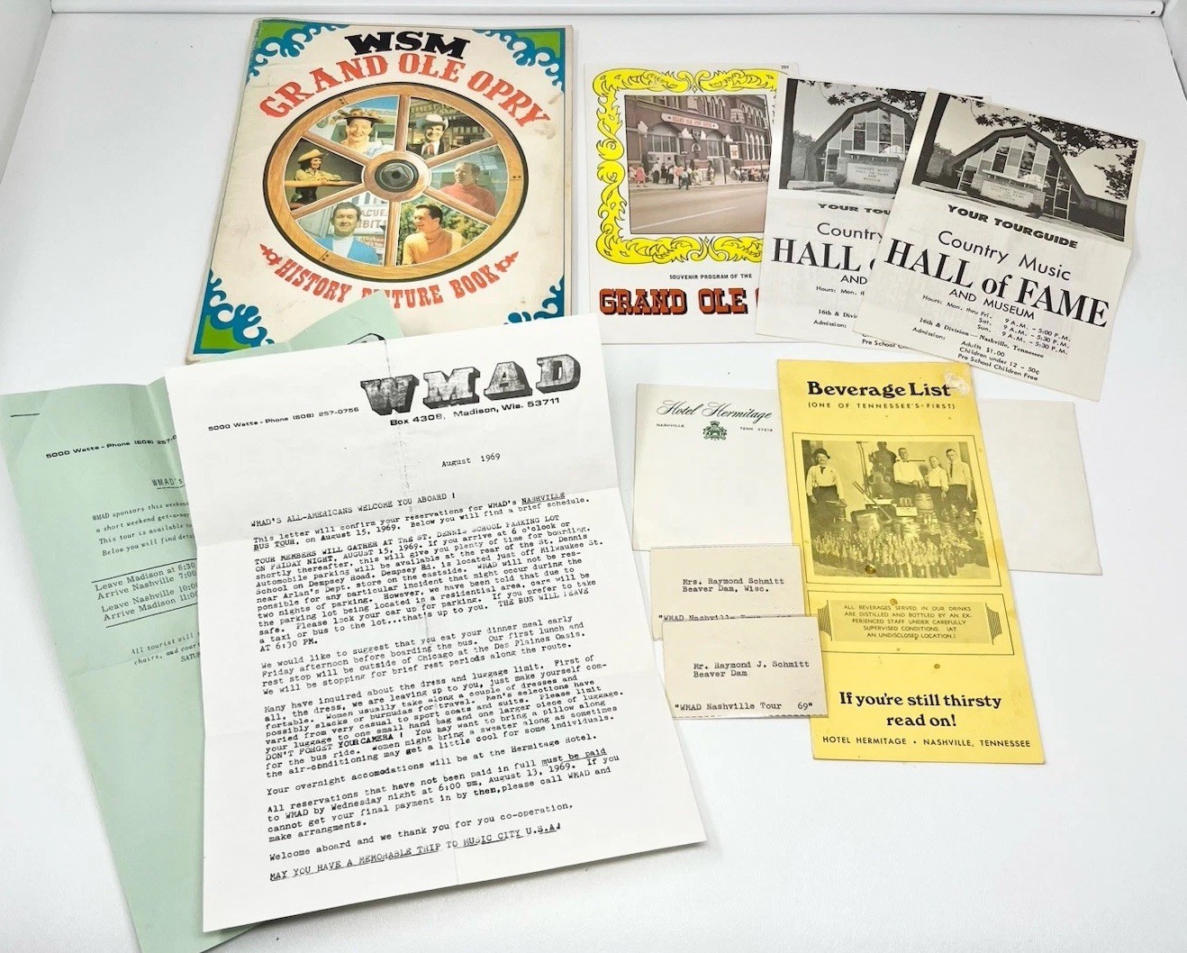 Vintage 1969 Nashville Grand Old Opry Country Music Hermitage Hotel Memorabilia