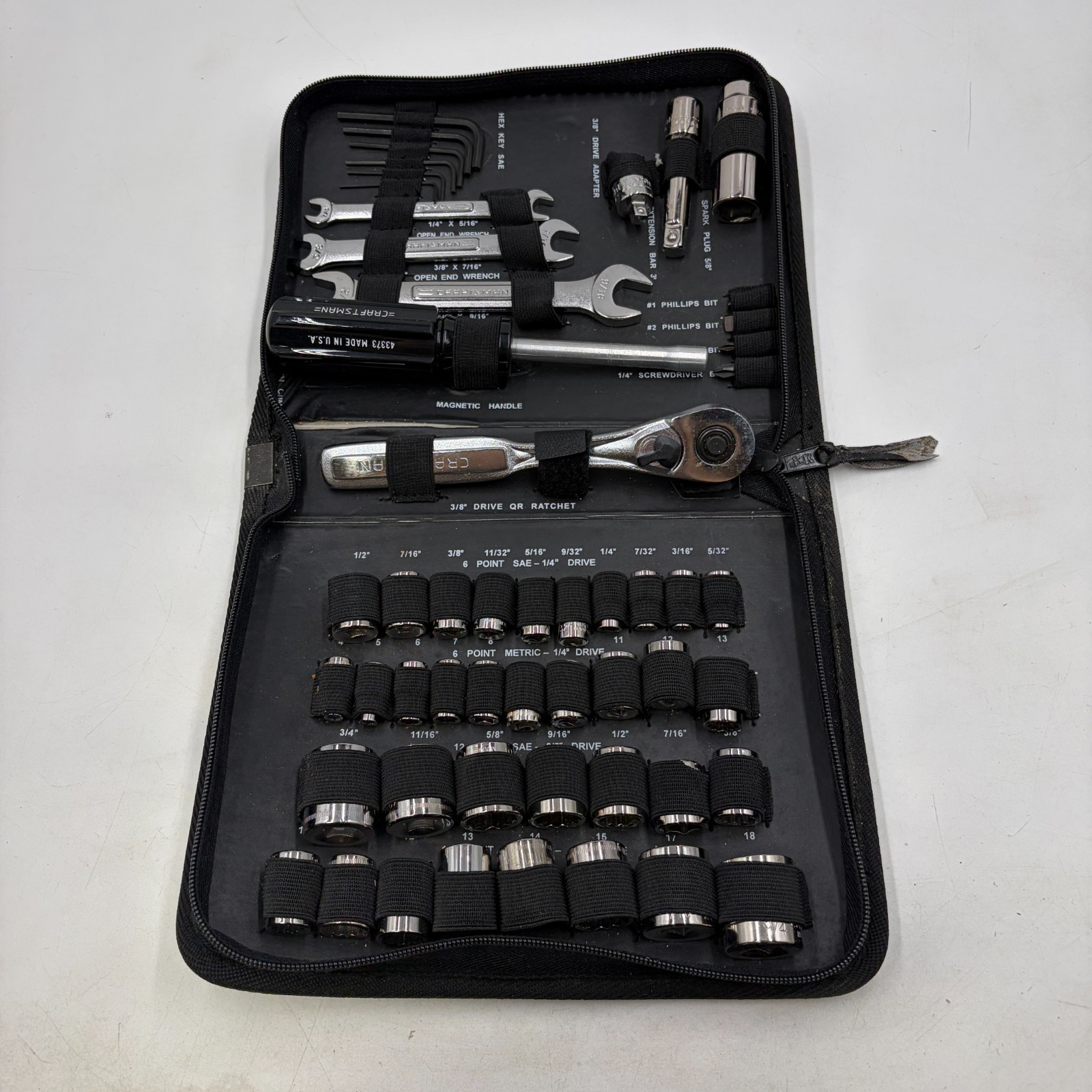 Vintage Sears Craftsman USA 53pc Mechanics Tool Socket Set Pouch 33853 complete Vintage Sears Craftsman USA 53pc Mechanics Tool Socket Set Pouch 33853 complete