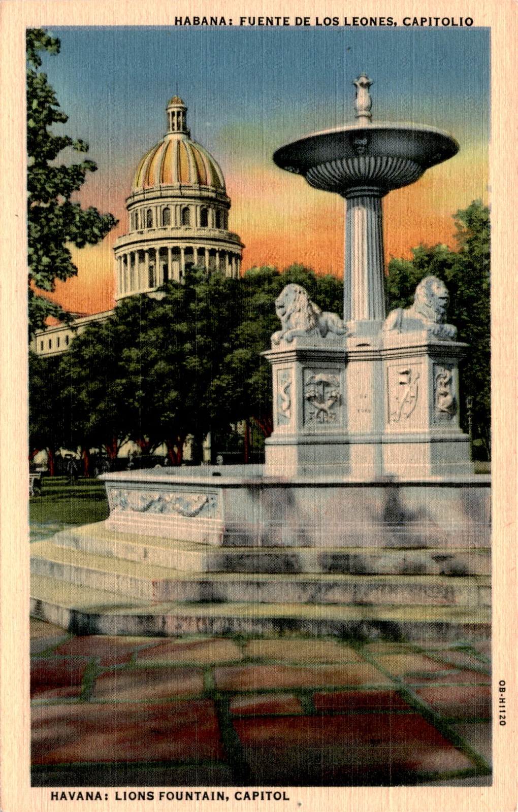HABANA, FUENTE DE LOS LEONES, CAPITOLIO, C. JORD Postcard HABANA, FUENTE DE LOS LEONES, CAPITOLIO, C. JORD Postcard