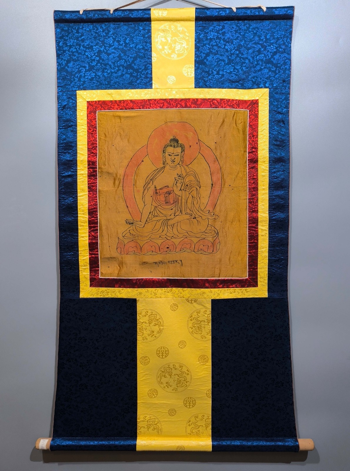 Real Tibet 19th Century Old Antique Buddhist H-Painted Thangka Sakyamuni Buddha