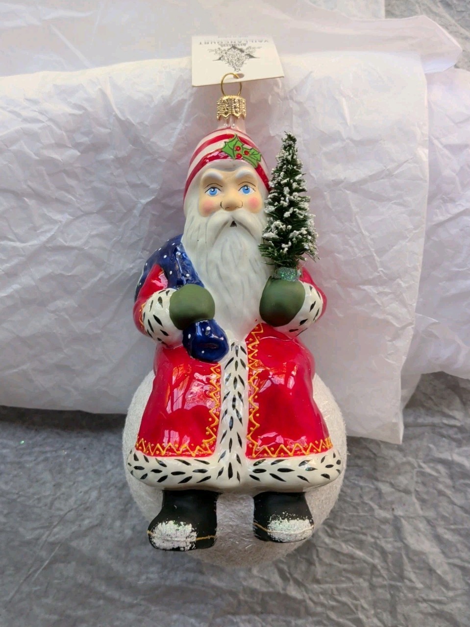 Vaillancourt Folk Art Ornament Santa On Snowball Vaillancourt Folk Art Ornament Santa On Snowball