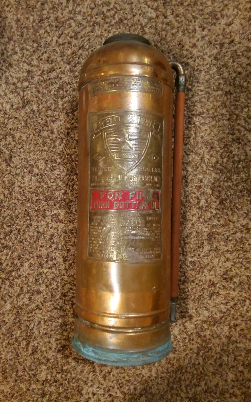 Vintage Fire Extinguisher Red Star Copper Brass Empty Model 303 24” X 7” Vintage Fire Extinguisher Red Star Copper Brass Empty Model 303 24” X 7”