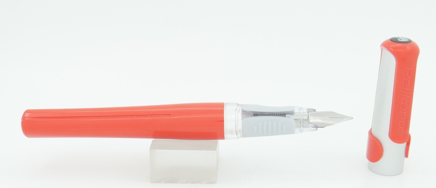 Pelikan Pelikano P480 Red & Silver Fountain Pen - Fine Nib - New - Germany