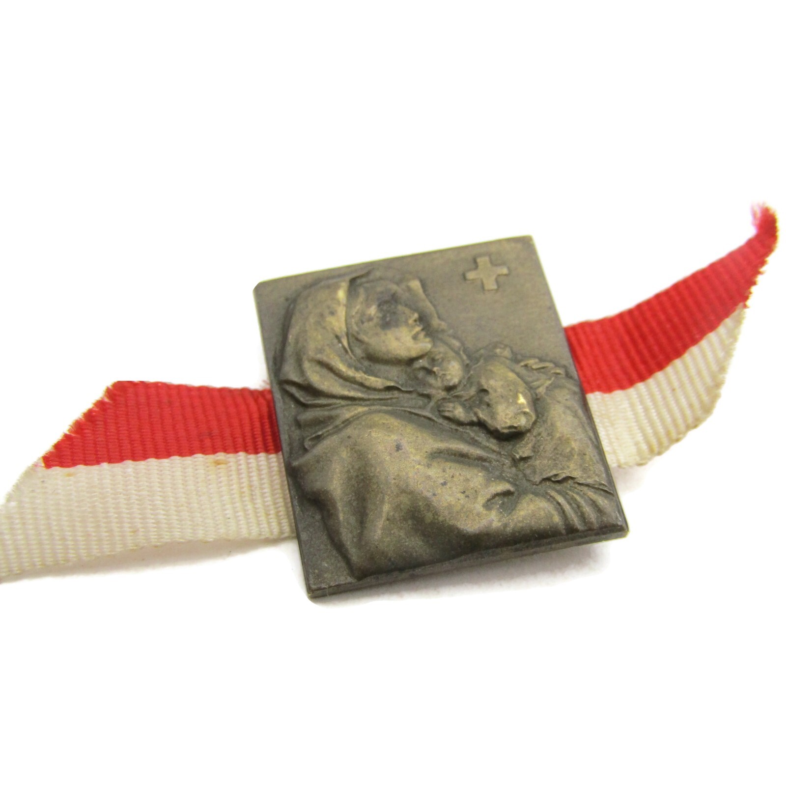 Vintage 1951 Le Repuis Grandson Swiss Pin Badge Madonna Child Bronze Tone Medal
