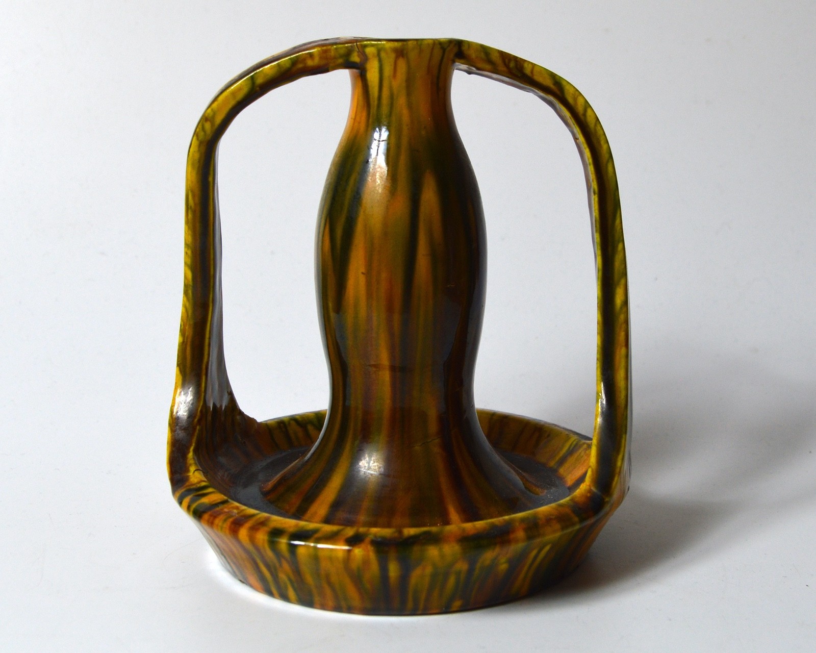 vintage AWAJI Sanpei handled vase Japanese pottery vintage AWAJI Sanpei handled vase Japanese pottery
