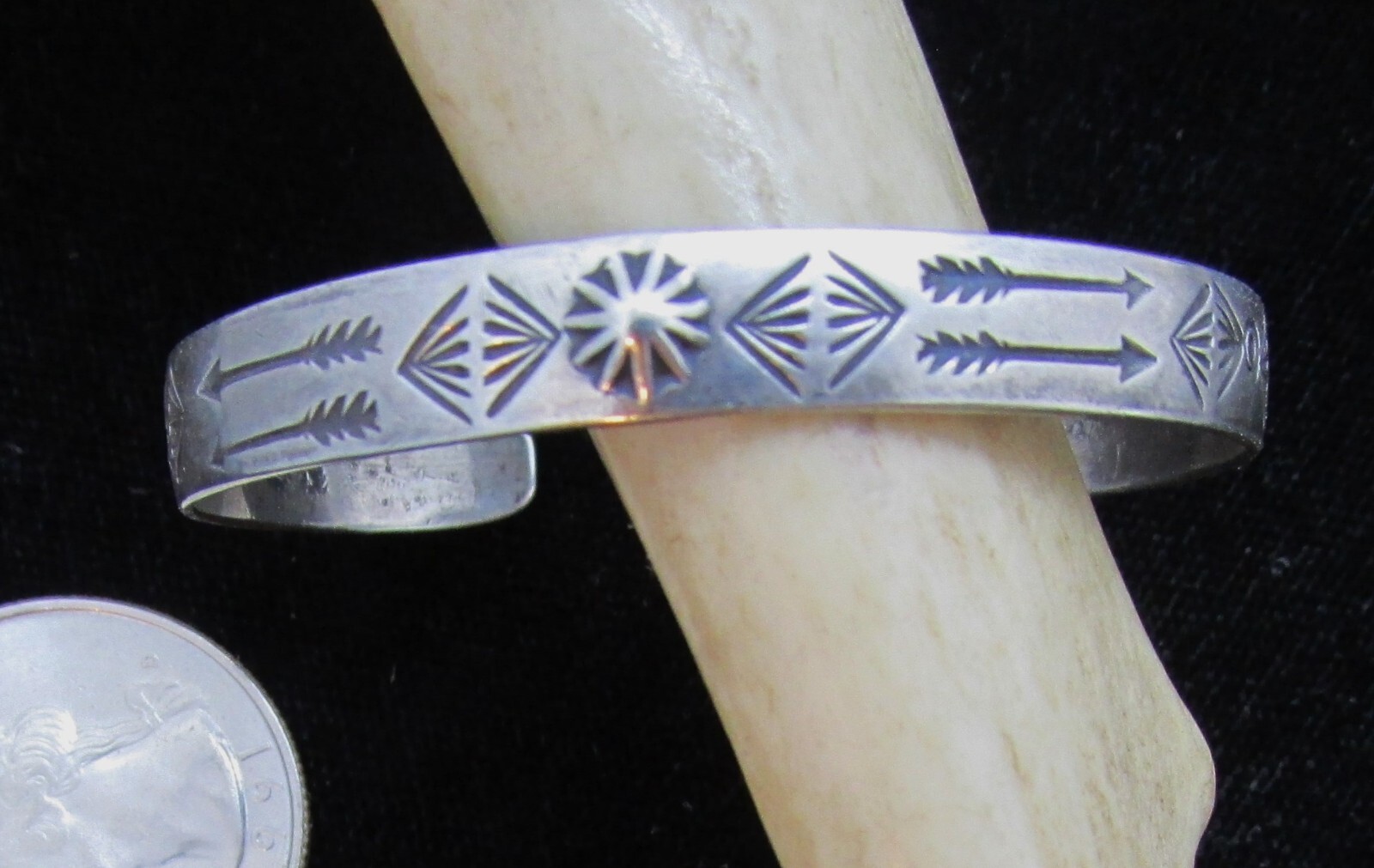 VTG SW  N A BABY CUFF BRACELET STERLING W/ALL SORTS OF  HALLMARKS-NEW PRICE--
