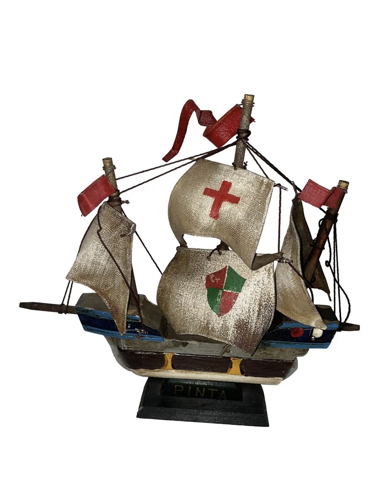 Vintage Mid 20th Century Wooden Sailing Ship \