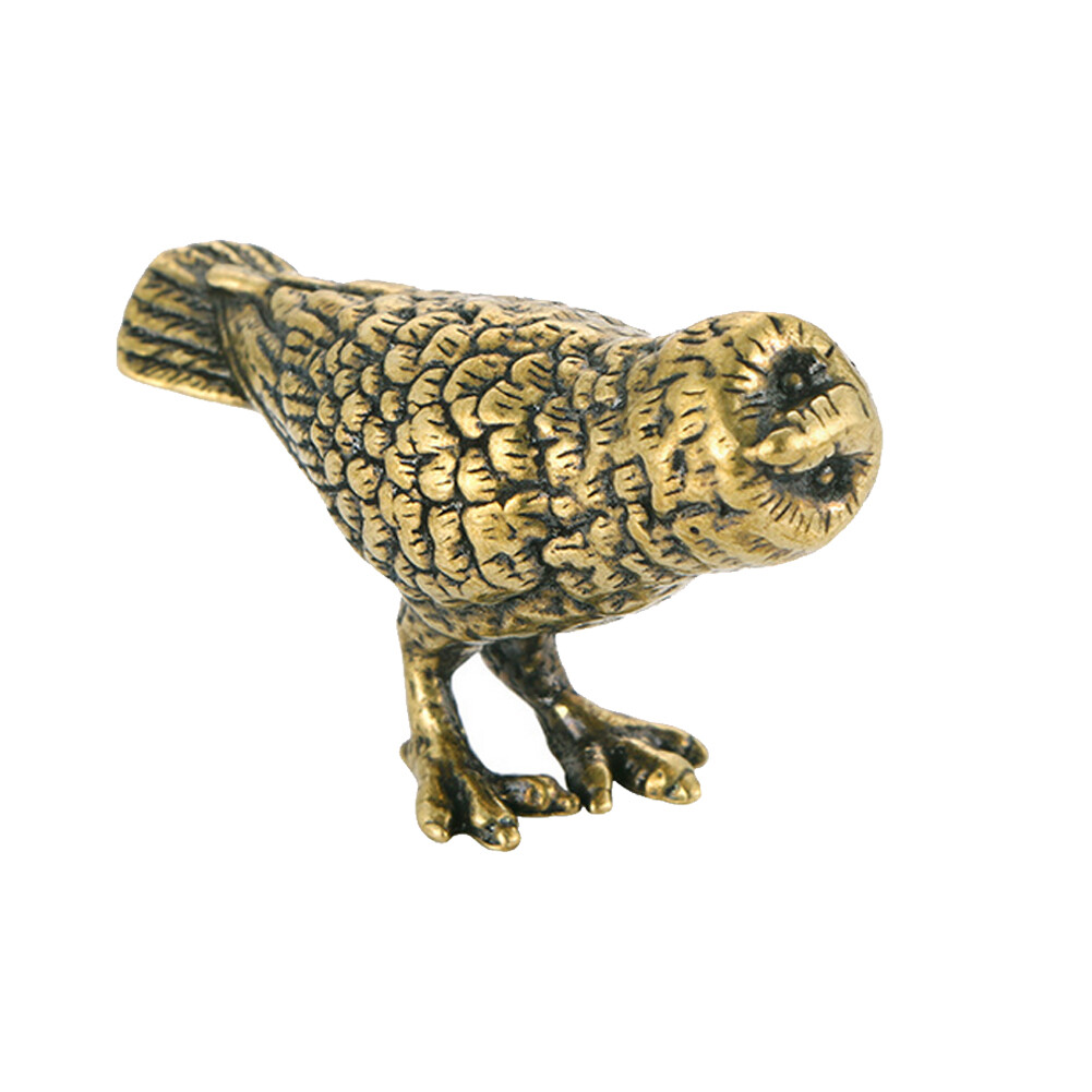Solid Brass Owl Figurine Small Statue Home Ornament Animal Figurines Gift US