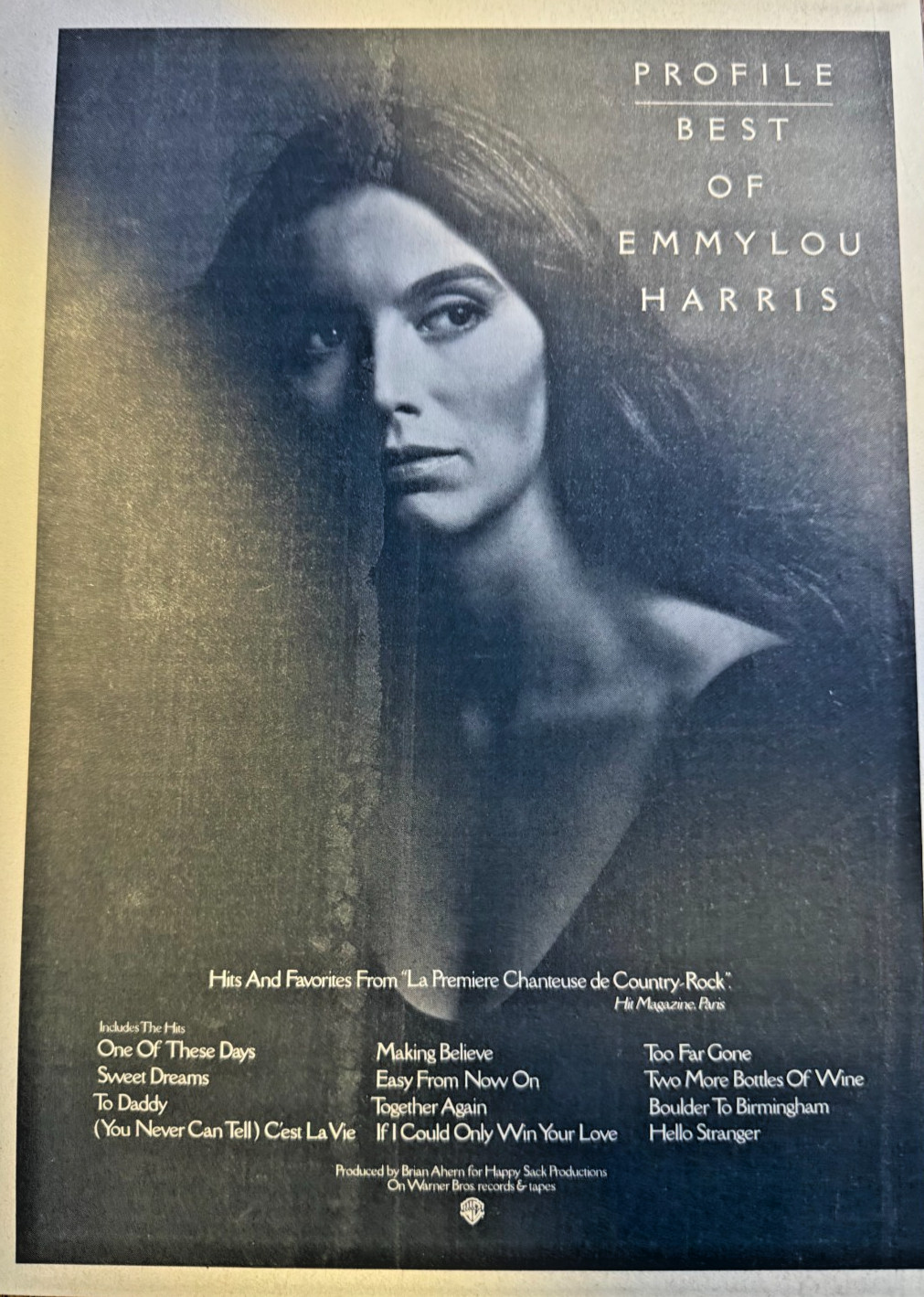 1979 Vintage Advertisement Album Best of Emmylou Harris