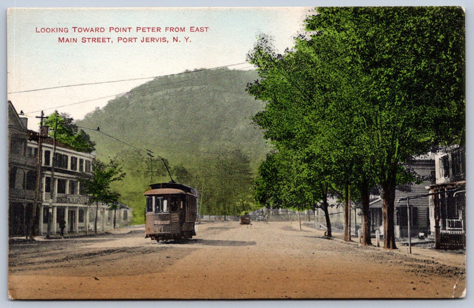 K27/ Port Jervis New York Postcard c1910 Peter Main Street Trolley 267