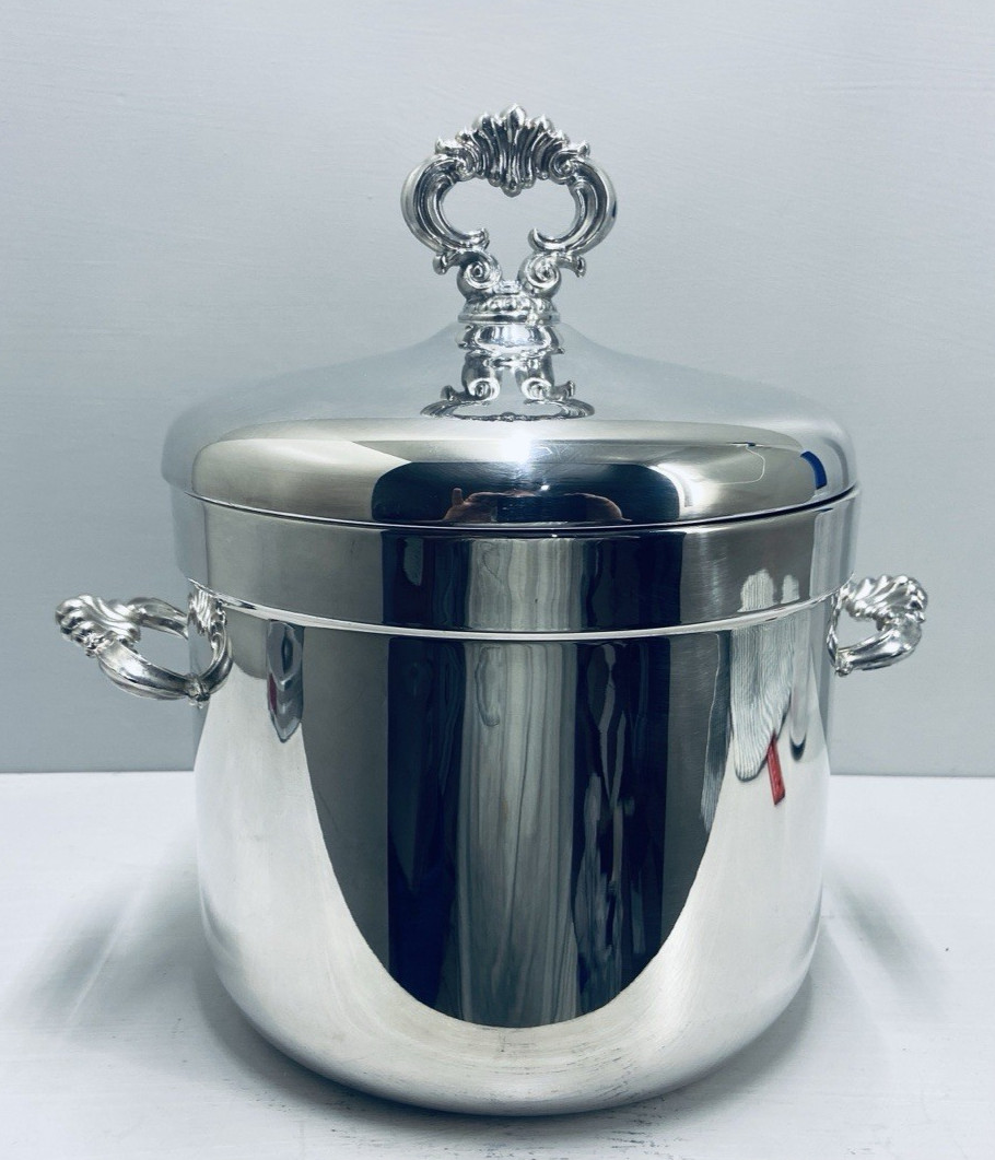 F.B. Rogers Silver Company Mid Century Silver Plated Ice Bucket with Glass Liner