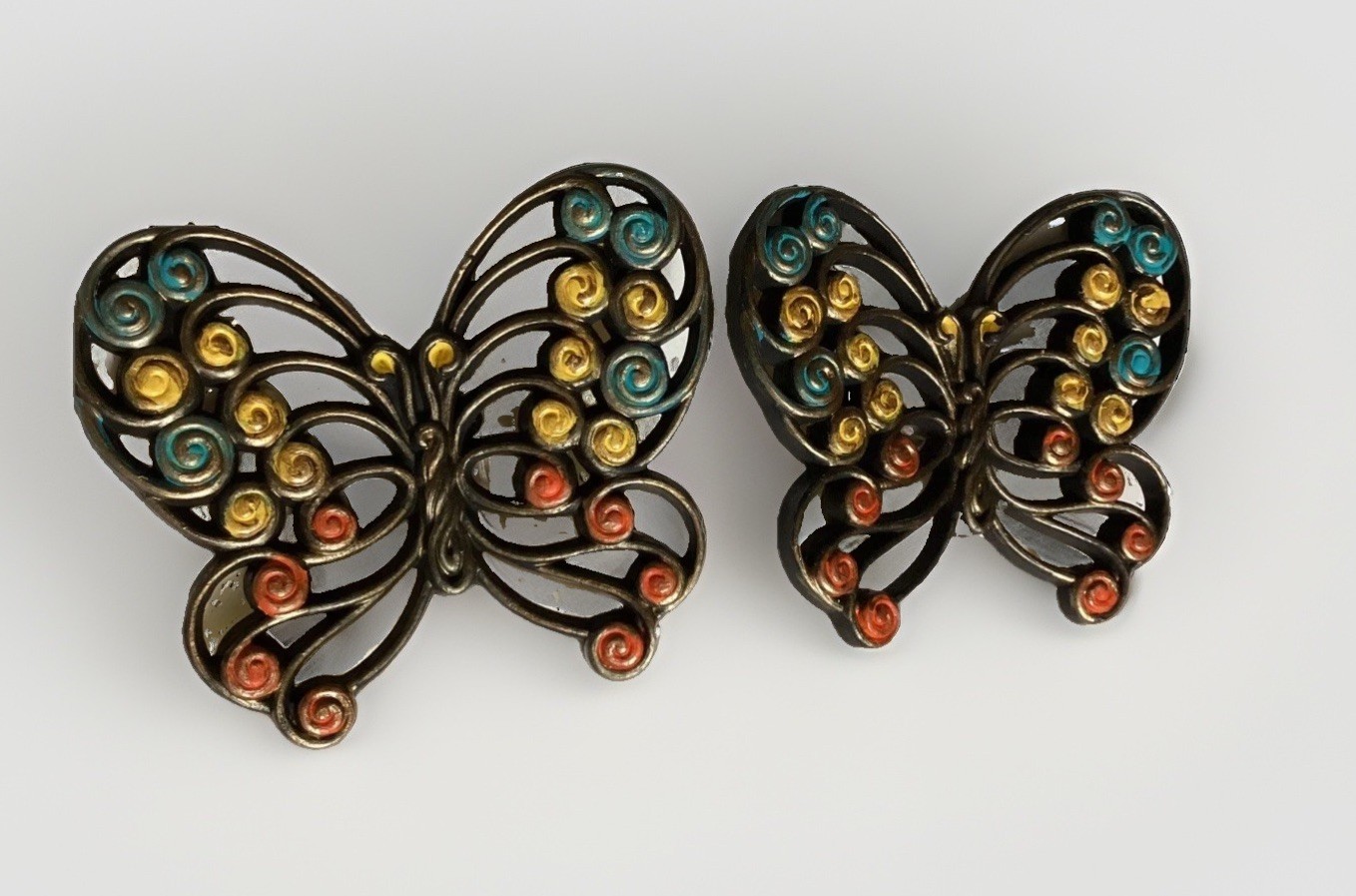 Vintage Burwood Set of 2 Plastic Butterflies Wall Decor # 2146 USA 1970s Repaint