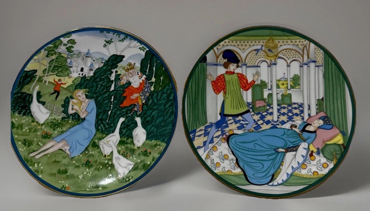 VTG Fairyland Lovers Edmund Dulac Plates Set Goose Girl/Sleeping  Beauty 