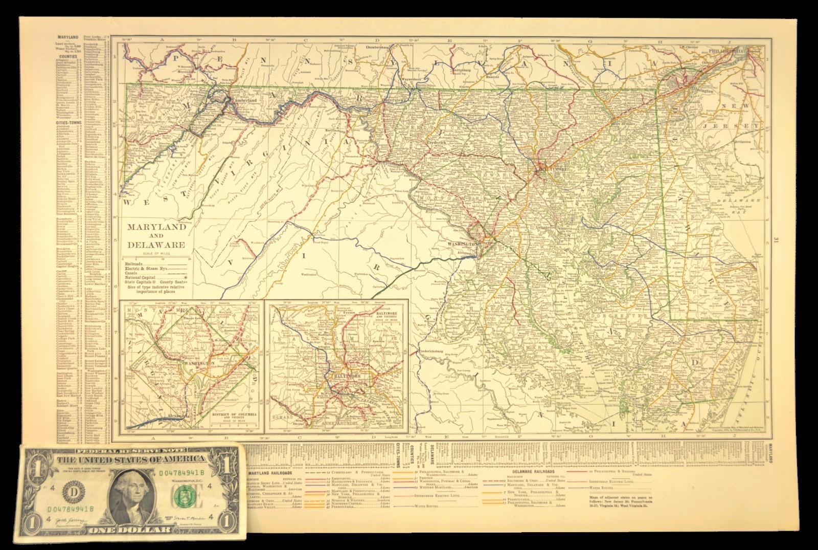 1914 Antique Map of MARYLAND Railroads Map DELAWARE ORIGINAL Atlas Map DATED 1914 Antique Map of MARYLAND Railroads Map DELAWARE ORIGINAL Atlas Map DATED