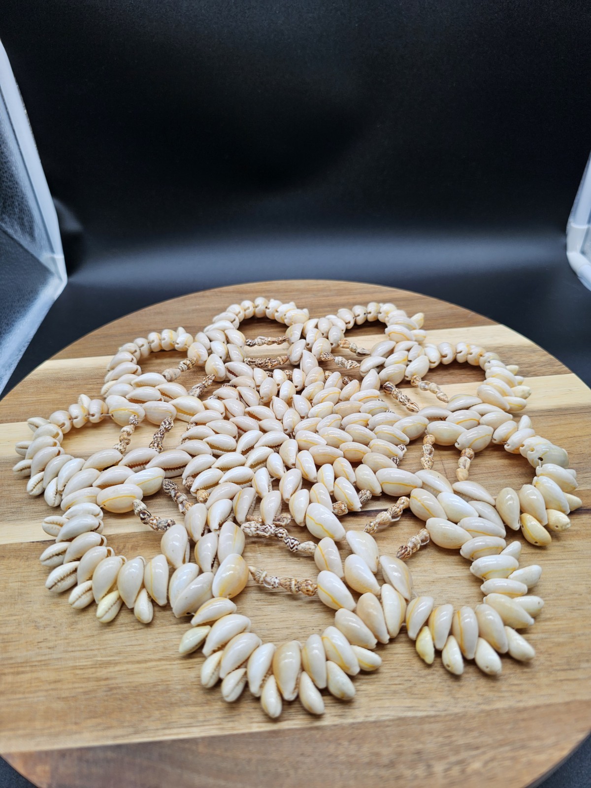 Vintage 1970s Cowrie Shell Seashell Flower Trivet Boho Beach Decor