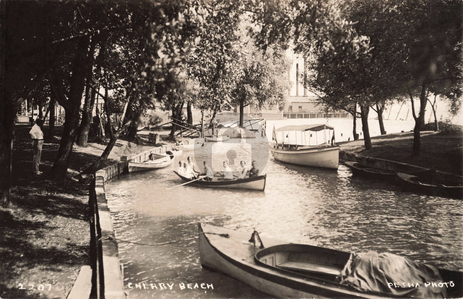 Boating at Cherry Beach MI Michigan 1910 RPPC Photo Postcard COPY