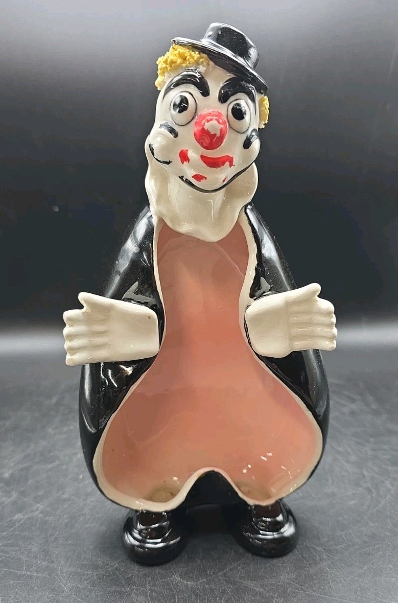 Vintage Lefton Clown Candy Dish Ashtray Spaghetti Hair  Japan MCM