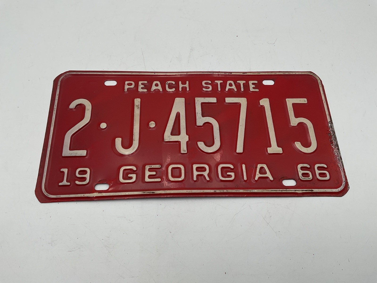 Vintage 1966 Peach State License Plate DeKalb County 2 J 45715