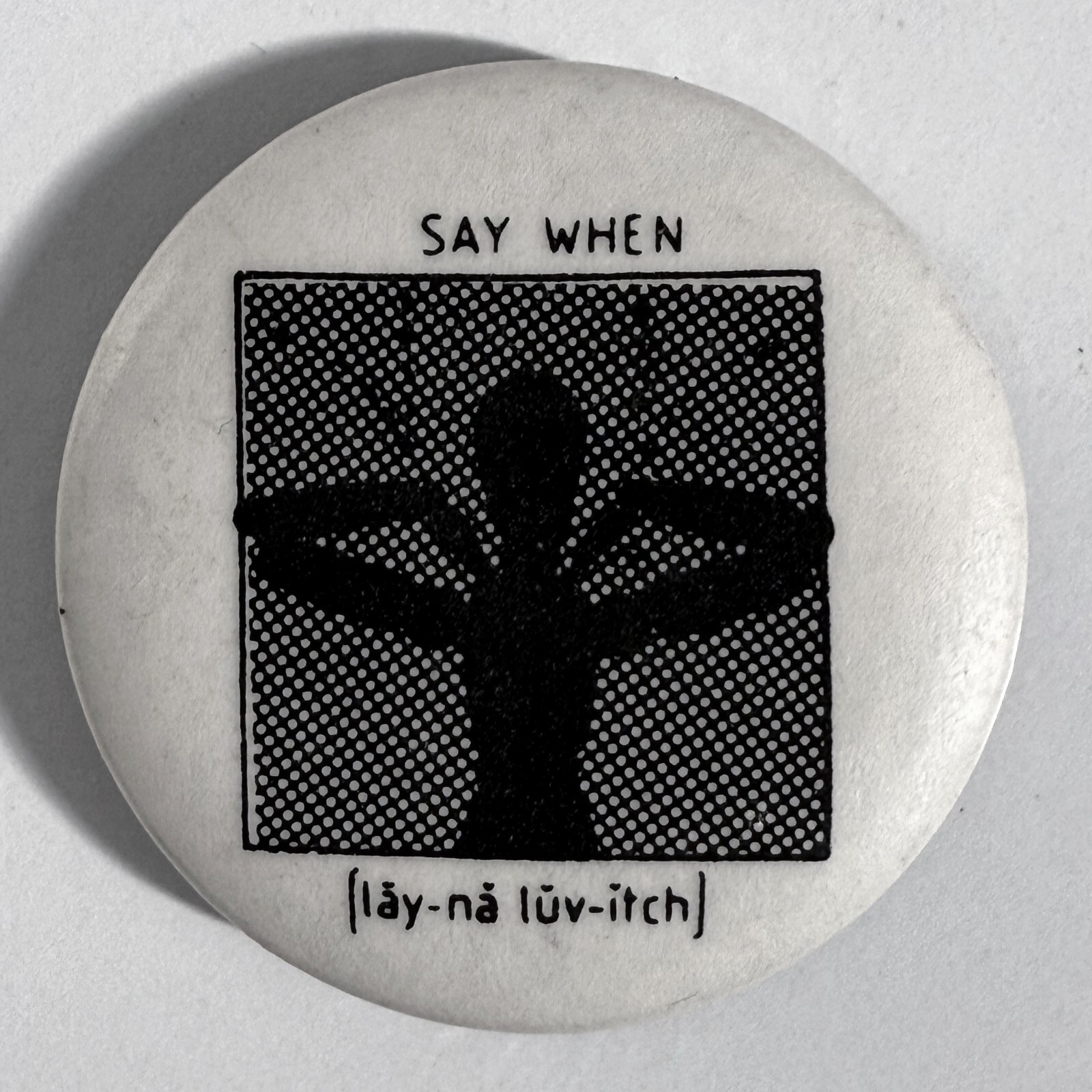 RARE Vintage 1979 LENE LOVICH promo pin STIFF Records button Say When badge 1.2