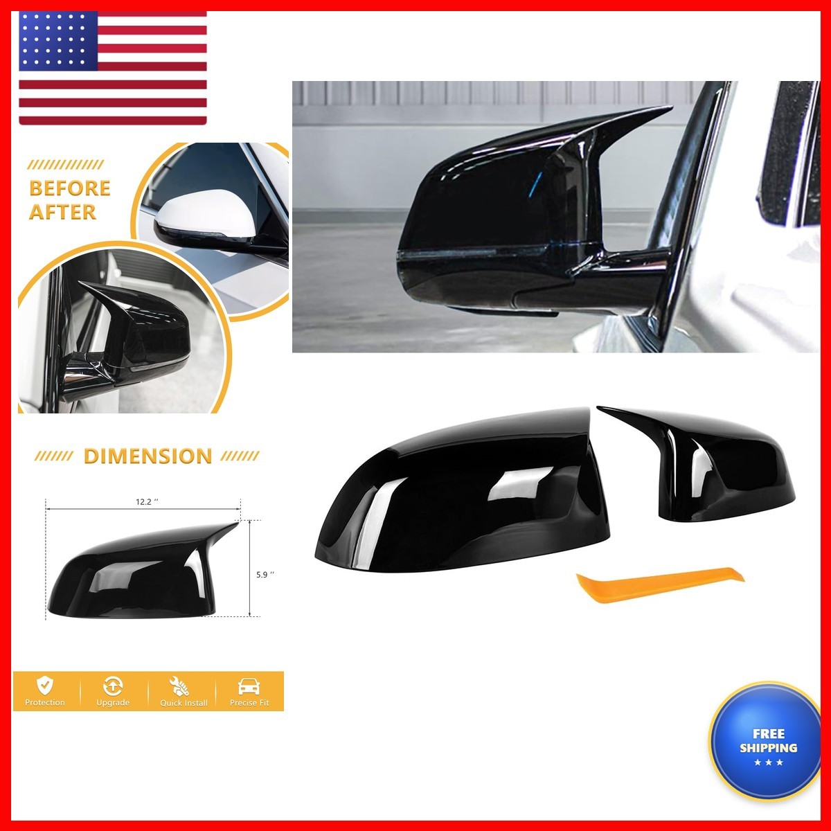 YOCENSE Mirror Caps For BMW X3 G01 X4 G02, Pre-lci X5 G05 X6 G06 X7 G07 YC-BM-MC