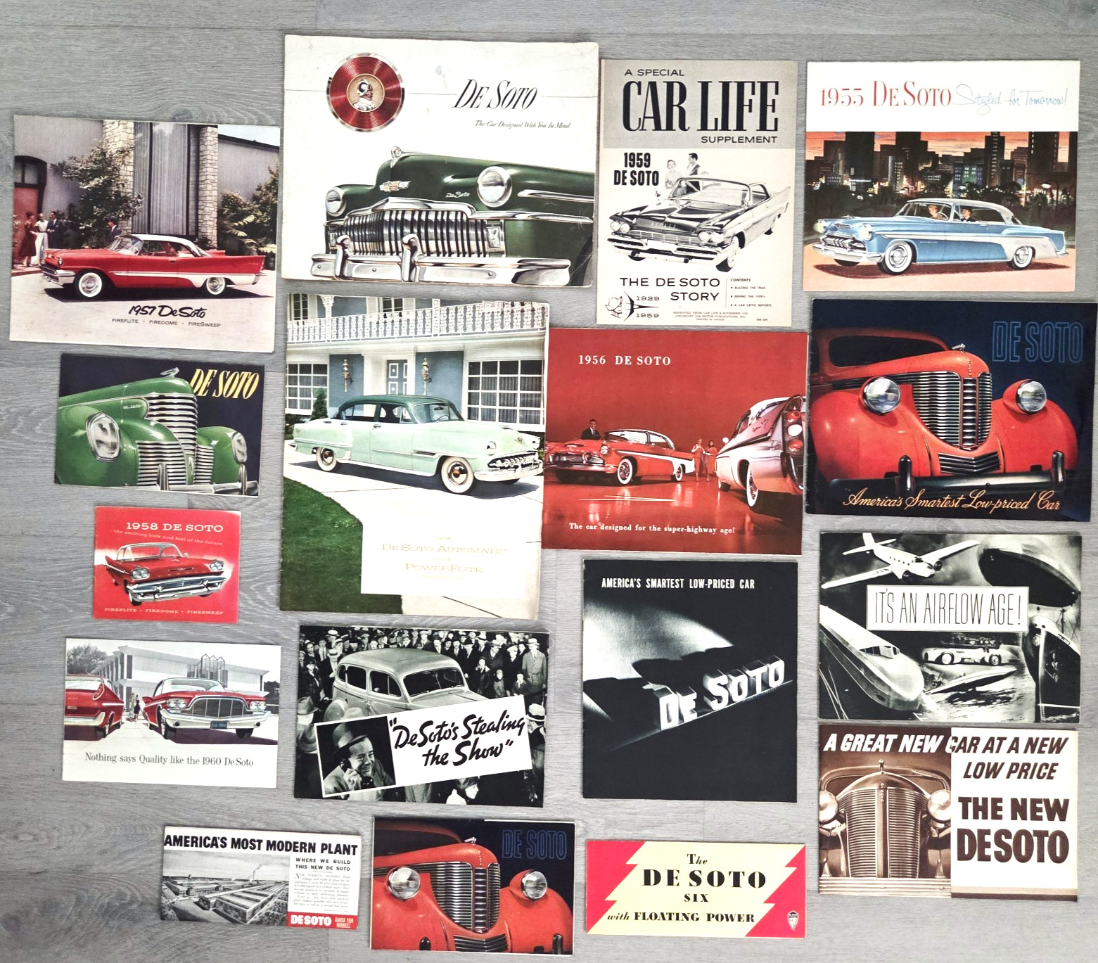 Vintage DeSoto Sales Brochure Lot of 17 1950s Firedome Fireflite Mopar Dealer Ad