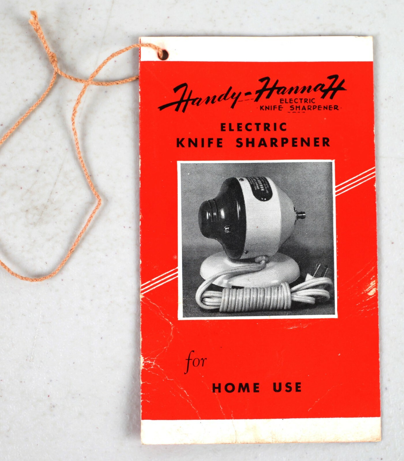 Vintage Handy Hannah Electric Knife Sharpener Product Tag Instructions  