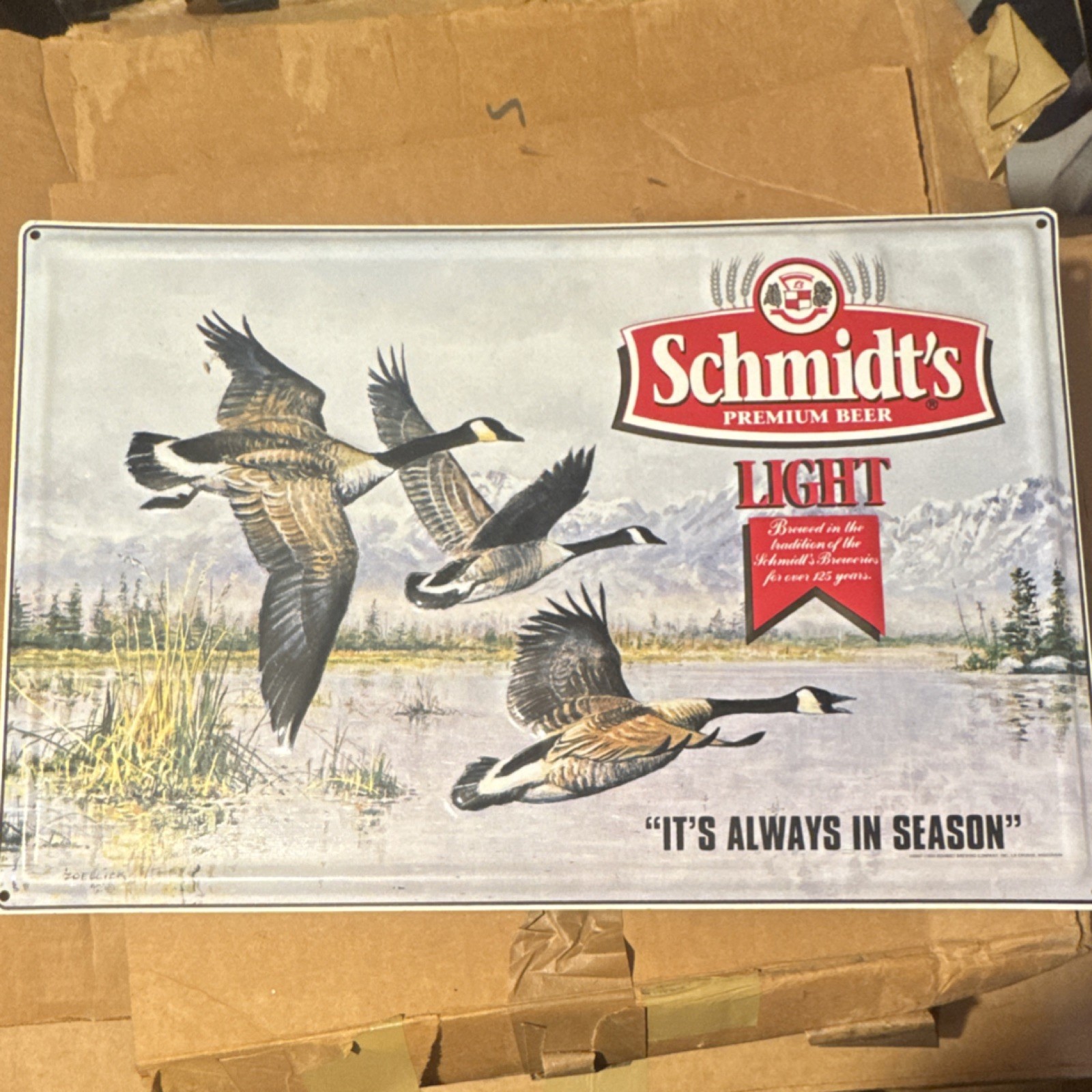 Schmidt\'s Premium Beer Light Tin Sign Breweriana Collectible Bar Decor